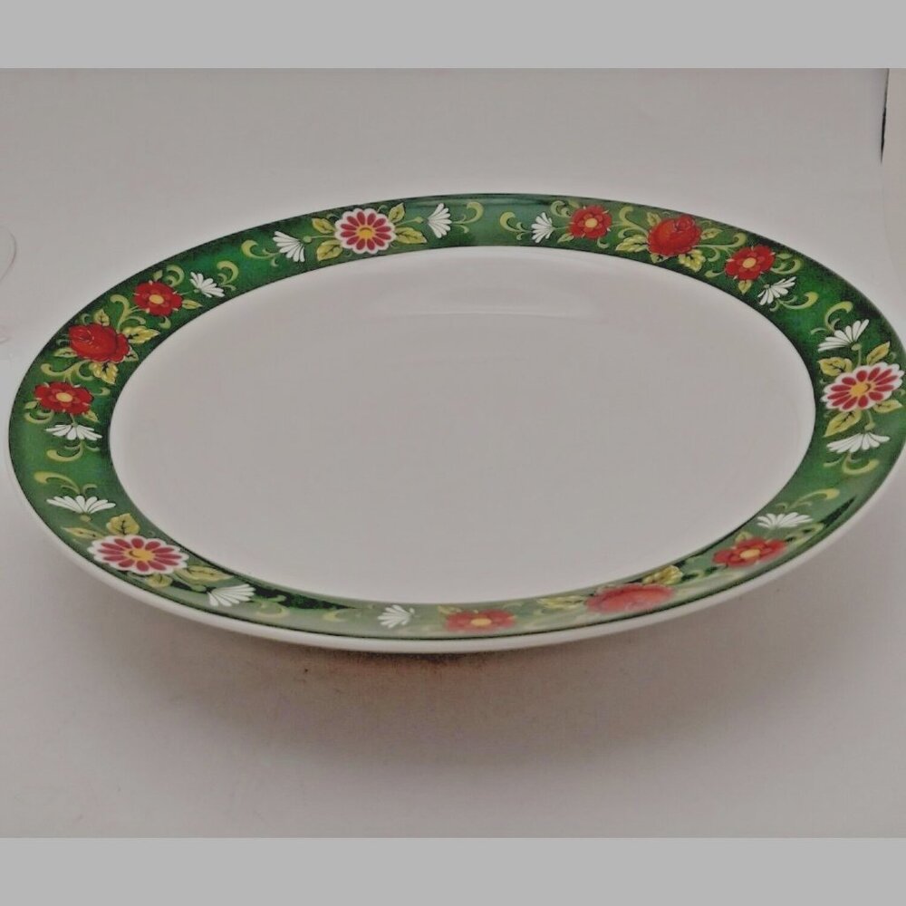 Winterling Bavaria Green Red Floral Creamer Sugar Bowl w/ Lid & Serving Bowl - Picture 3 of 9